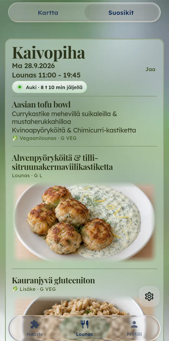Ruokalista suurilla annoskuvilla