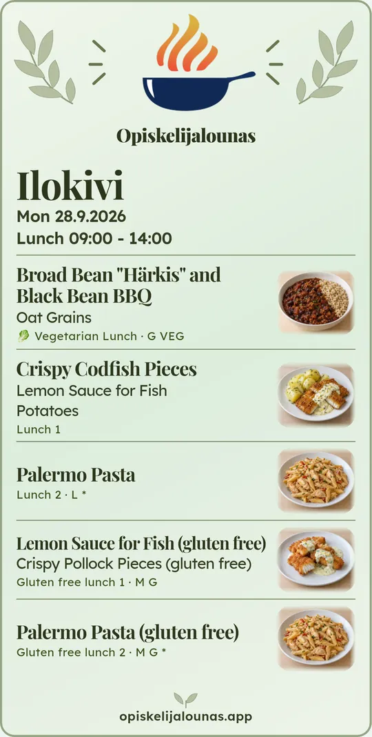 Shareable image of a restaurant’s daily menu